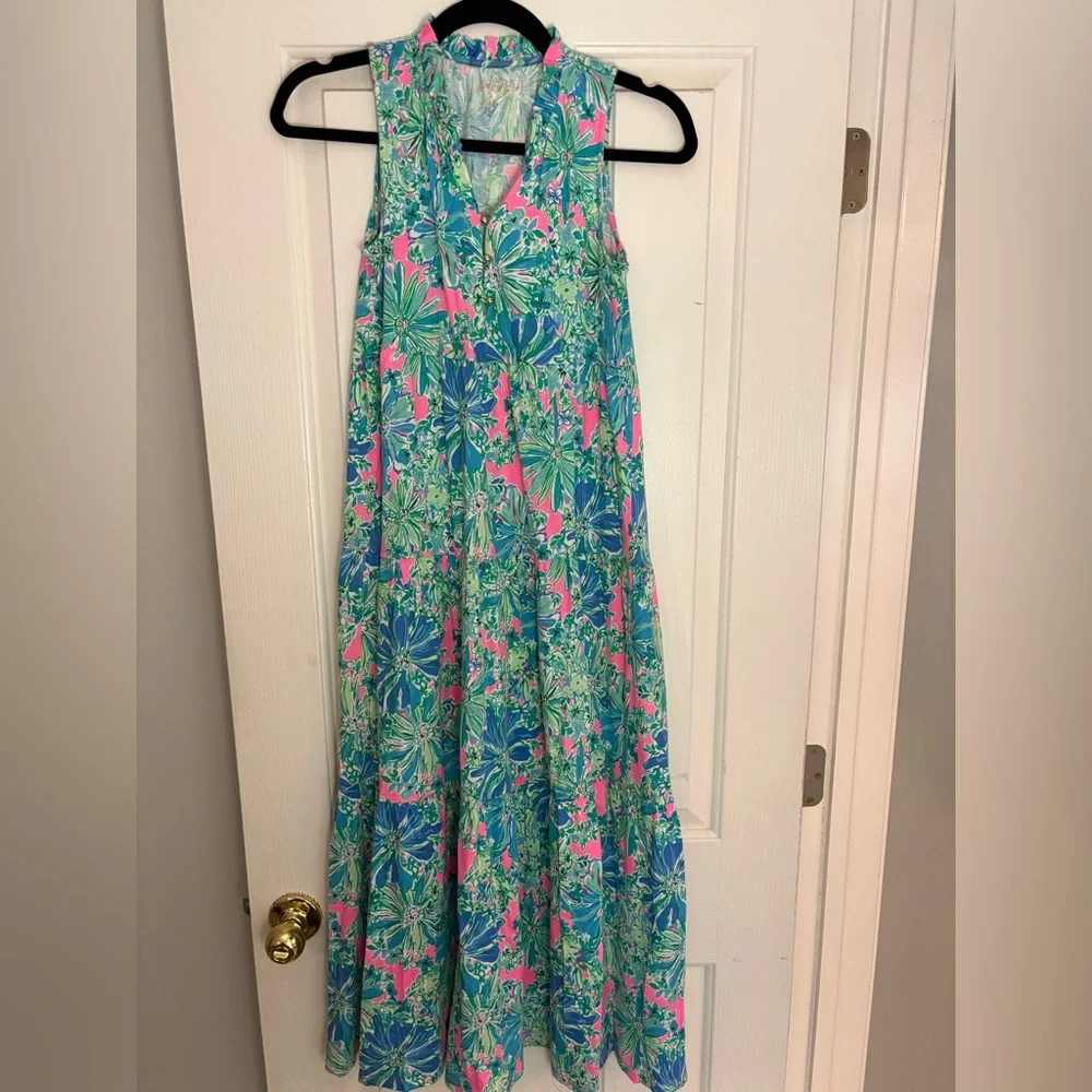 Lilly Pulitzer Maxi Dress Soleil Good Hare Day Girls Size XL 12-14
